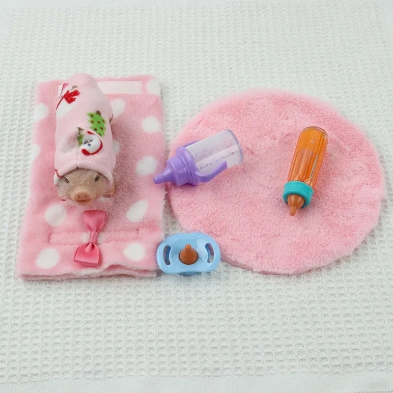 Silicone White Haired Spotted Crouching Piglet