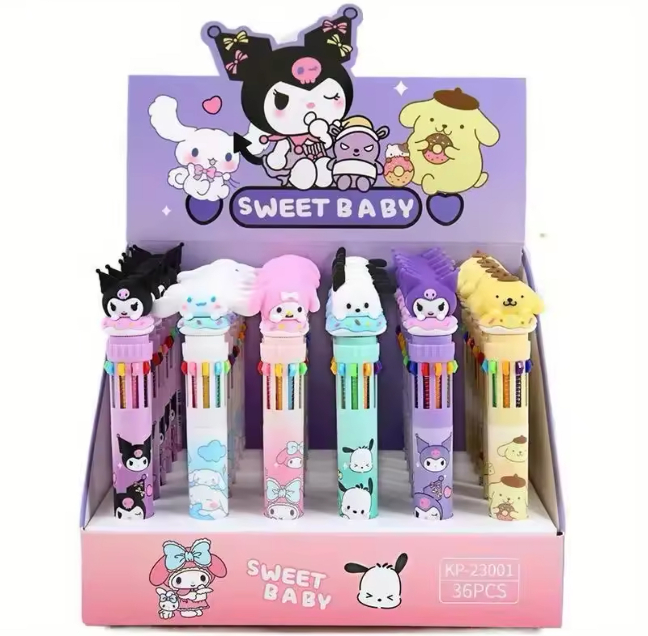 Sanrio Cartoon Multi Coloured Ballpoint Pen With 10 Colour Options