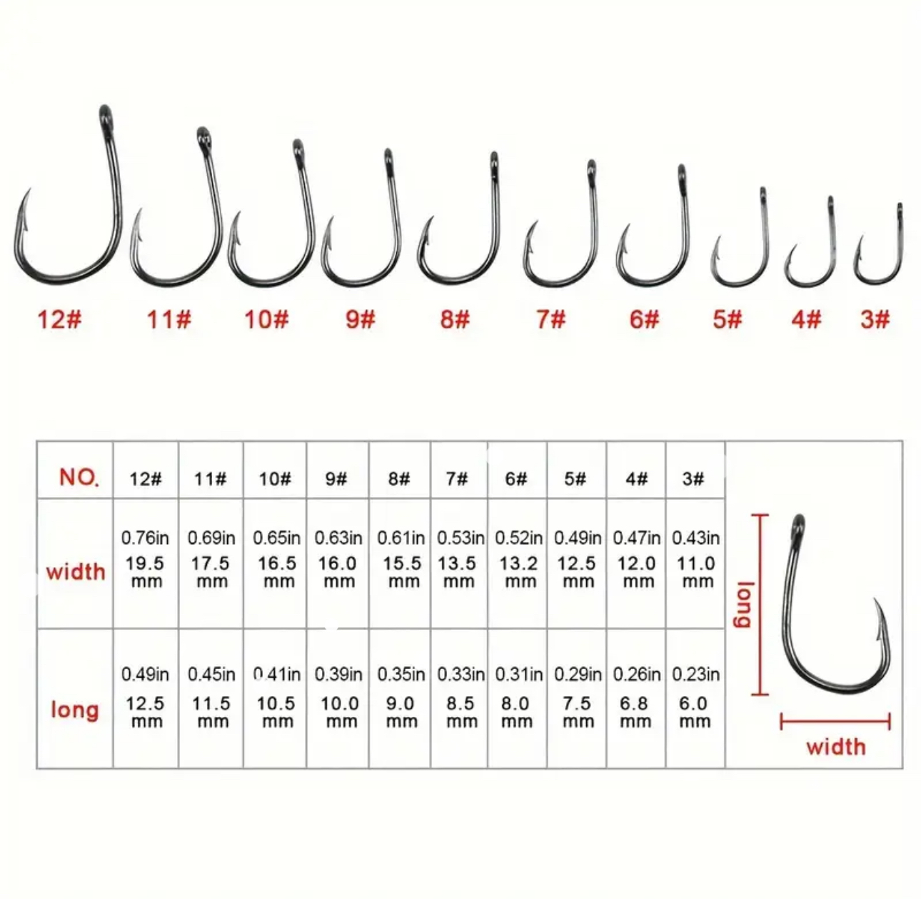 Barbed Fishing Hooks Mixed Sizes 500 Pack