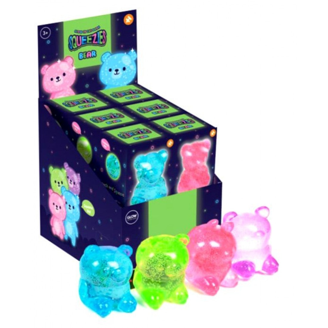 Squeezies Bear Glow-in-the-Dark Maltose Squishy Fidget Toy