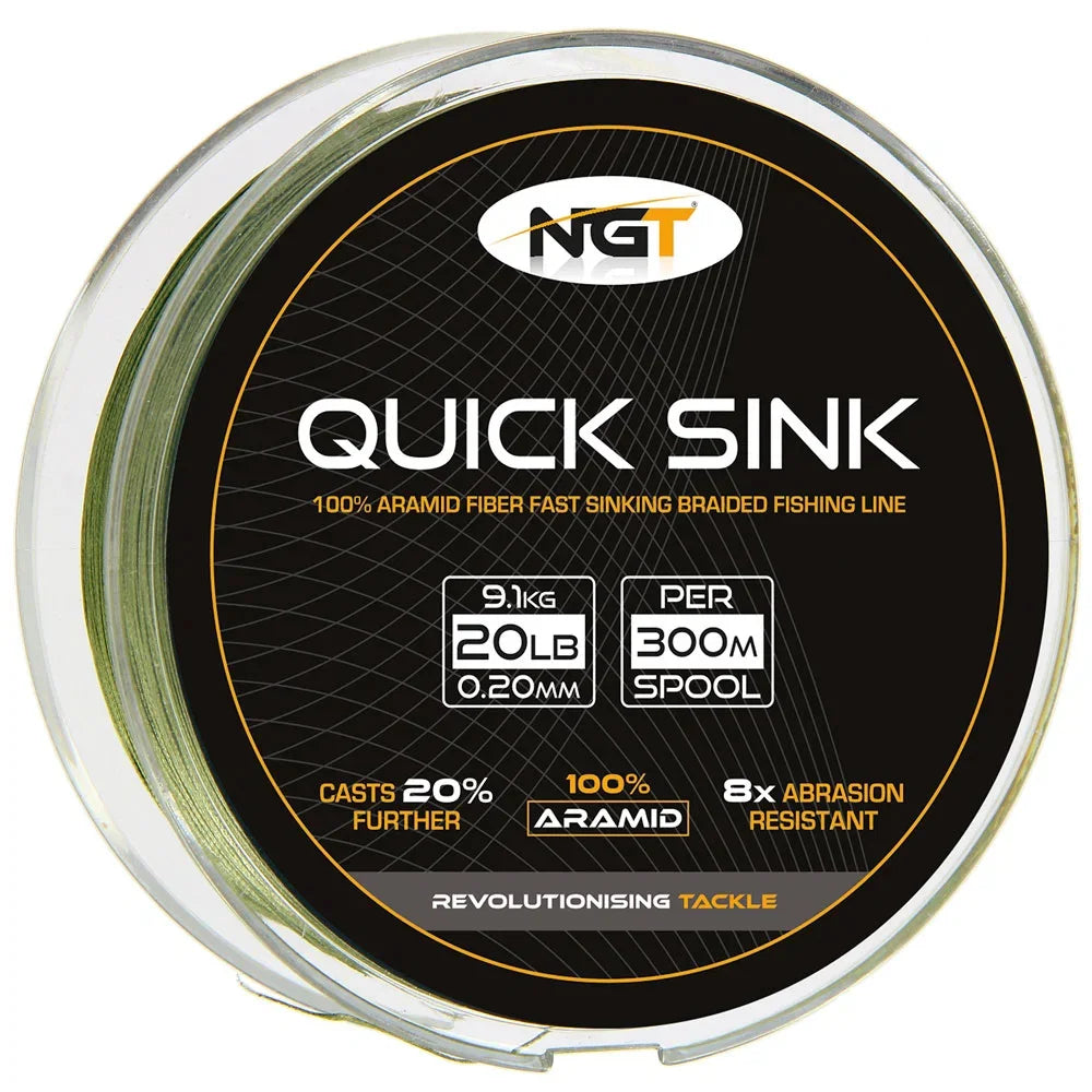 NGT Quick Sink Braid 20lb 300m Moss Green 0.20mm Fast Sinking Fishing Line