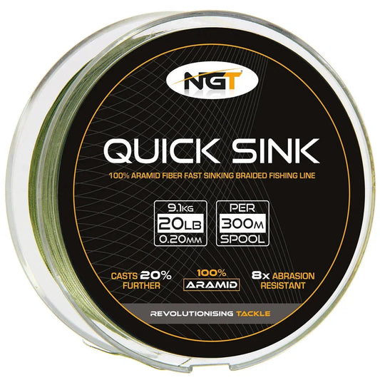 NGT Quick Sink Braid 20lb 300m Moss Green 0.20mm Fast Sinking Fishing Line