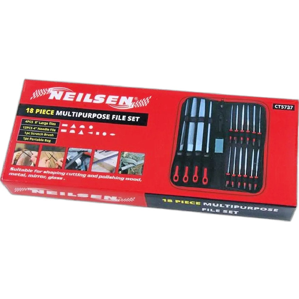Neilsen 18 Piece Metal File Set Round Flat Triangular Half Round Square CT5737