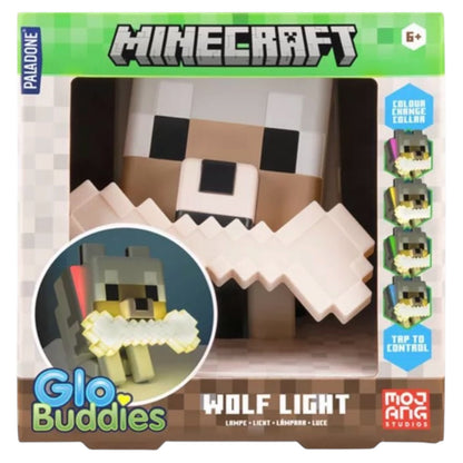 Minecraft GloBuddies Wolf Light Gaming Lamp 14cm Multiple Colours