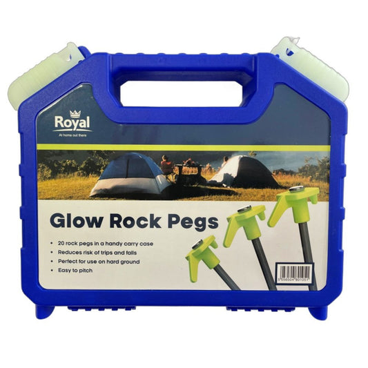 Royal Leisure Glow Rock Pegs 20 Pack Including Hard Plastic Case