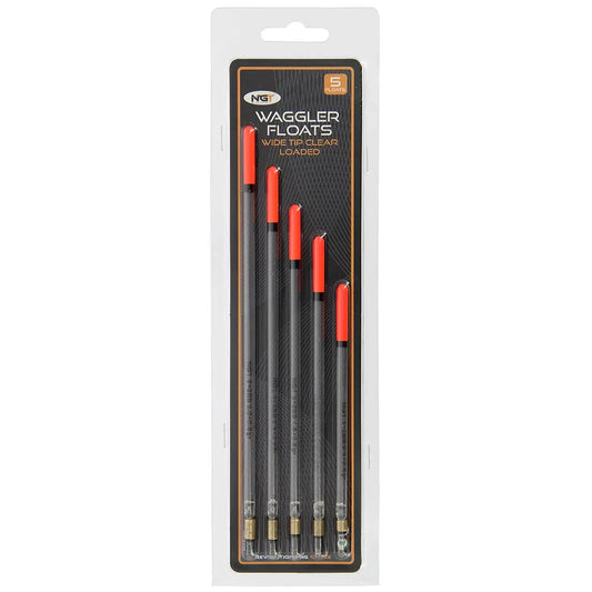 NGT Wide Tip Loaded Clear Waggler Floats 5 Pack