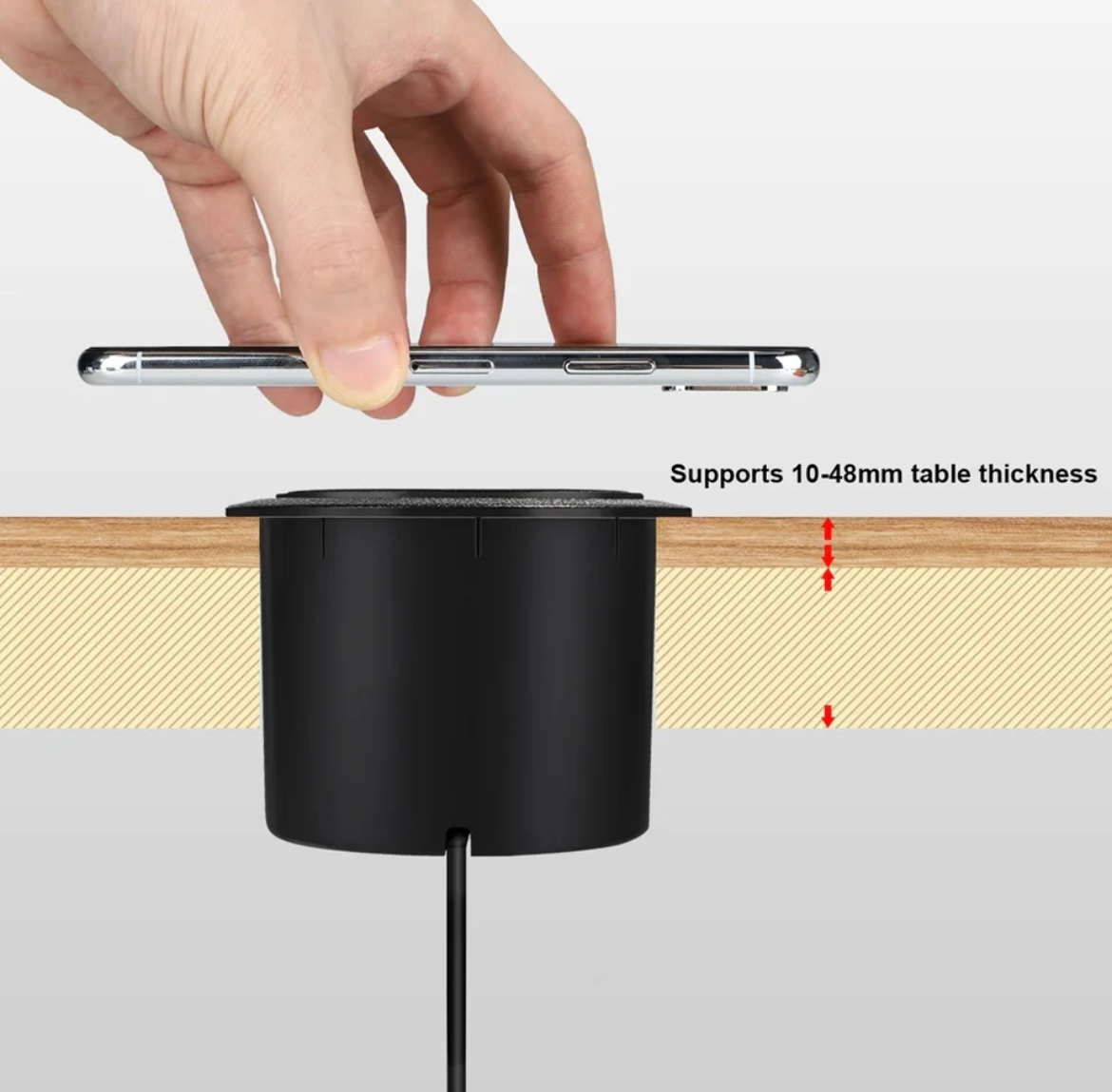 Desktop Embedded Pop Up Fast Wireless Charger With USB Ports Built In