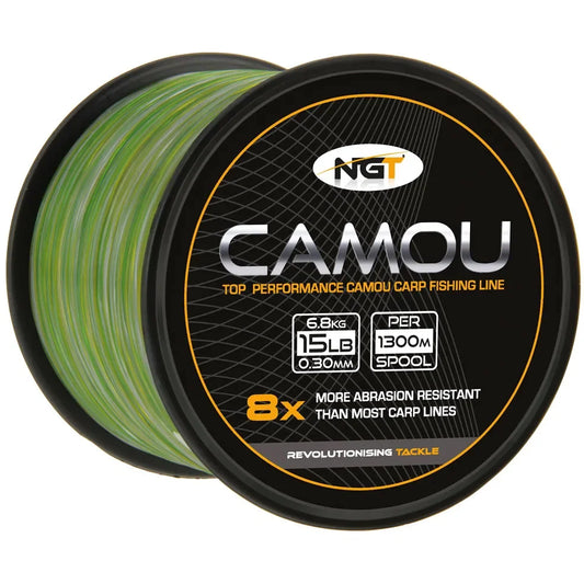 NGT Camo Line 15lb Top Performance Camou Carp Fishing Line Bulk Spool 1300m