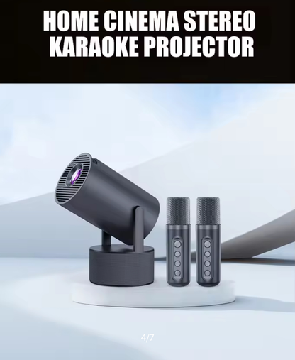 HY300 Pro KTV Home Cinema Projector With Built In Speaker & Karaoke Microphones