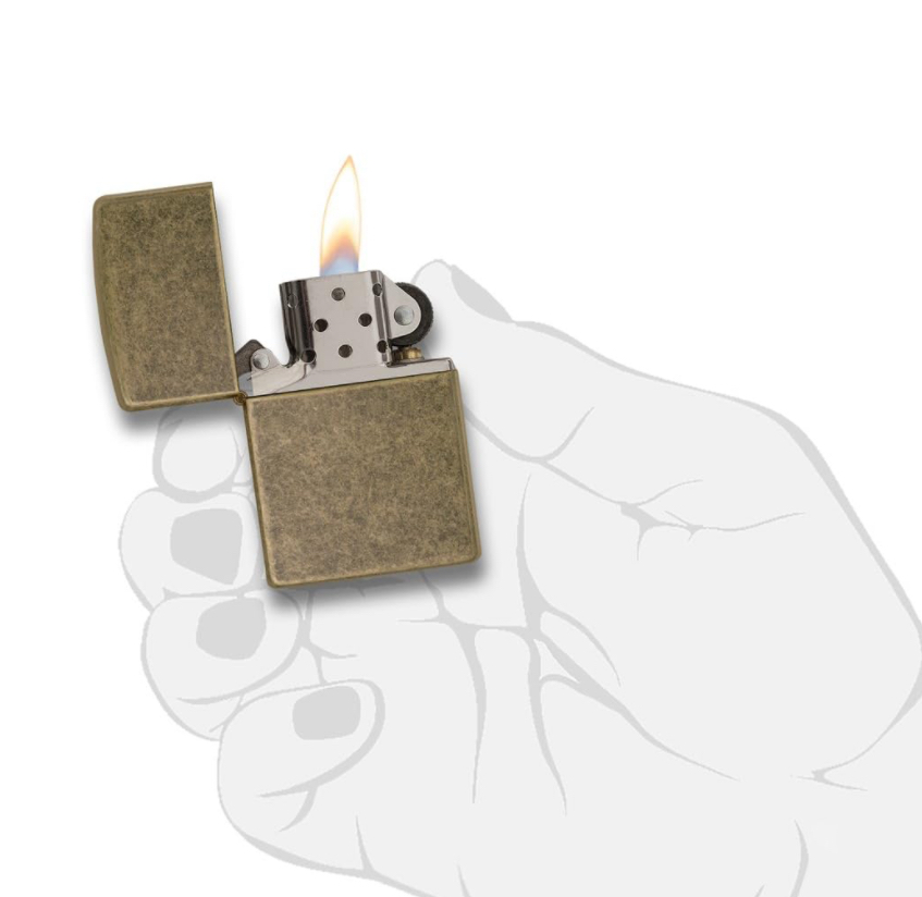 Zippo Regular Antique Brass Refillable Widproof Lighter