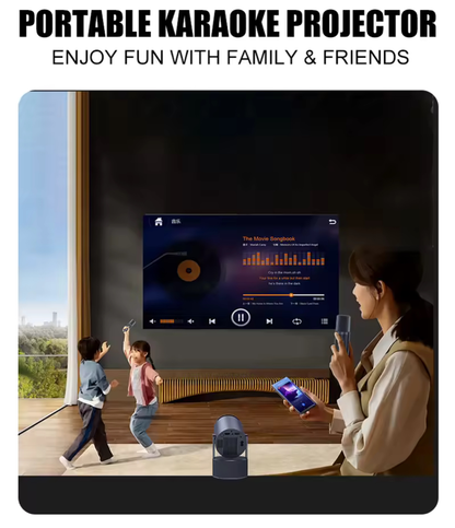 HY300 Pro KTV Home Cinema Projector With Built In Speaker & Karaoke Microphones