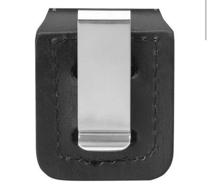 Zippo Black Real Leather Lighter Pouch With Clip