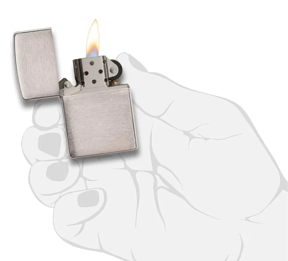Zippo Regular Brushed Chrome Refillable Windproof Lighter