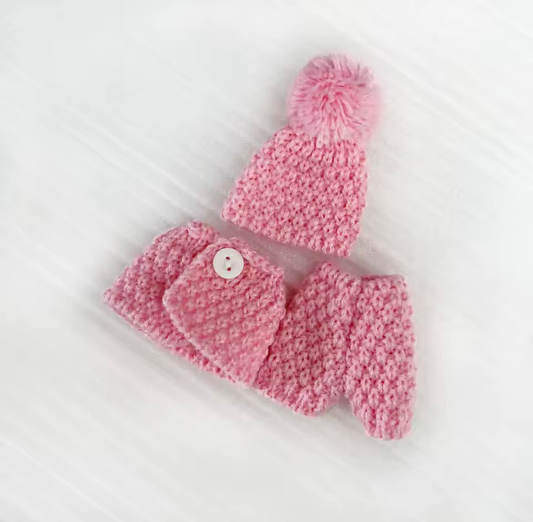 6" Silicone Baby Outfits - Pink Knitwear