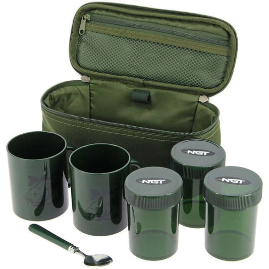 NGT Bankside Brew Kit Including 2 Cups 3 Pots Tea Spoon & Carry Case
