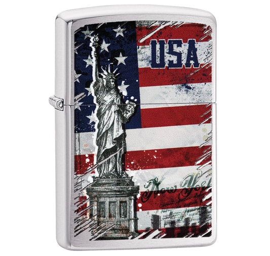Zippo Regular Street Chrome Statue of Liberty Design Refillable Windproof Lighter