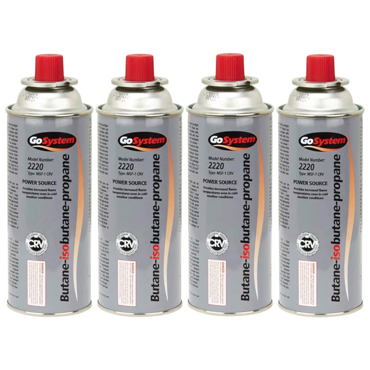 GoSystem 227g Bayonet Gas Cartridge 4 Pack Butane/Propane Mix