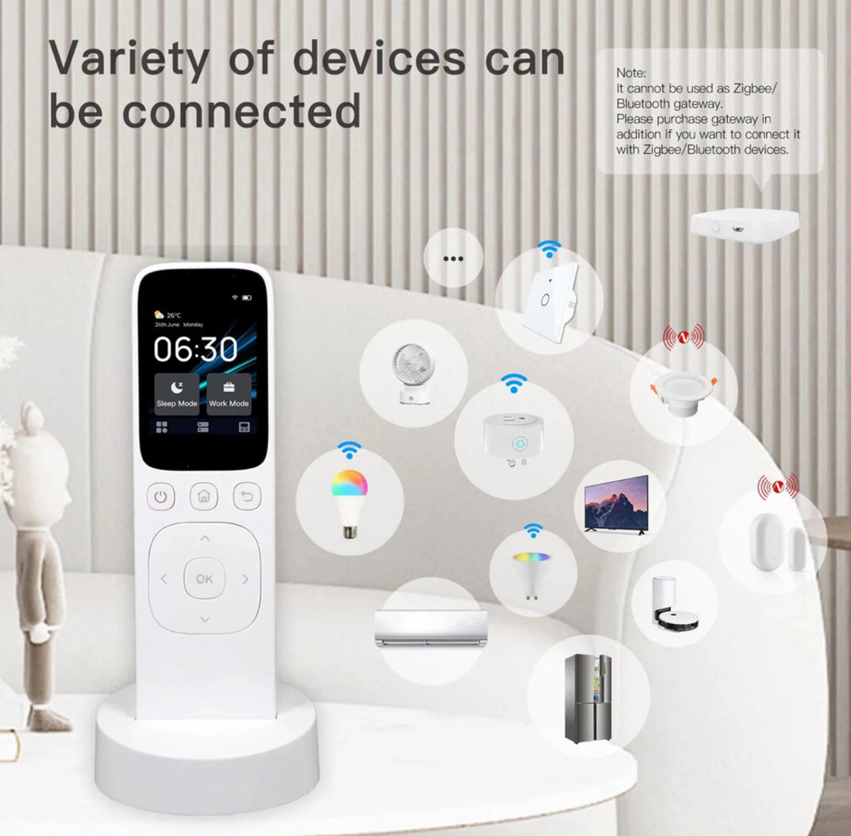 Moes White Smart Remote Control Works On Bluetooth WiFi RF IR & App Control