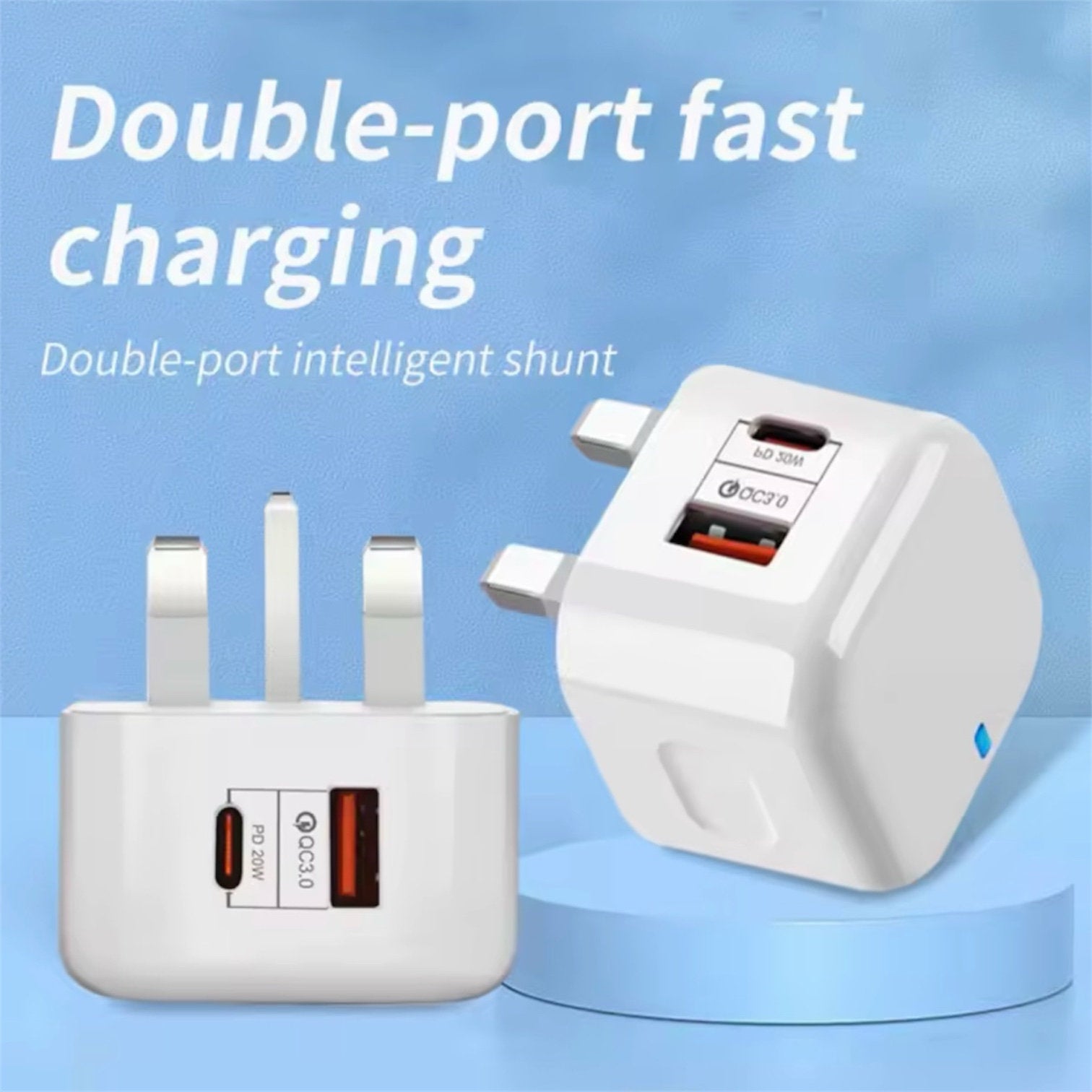 Fast Charging Plug Head with USB & USB-C Ports