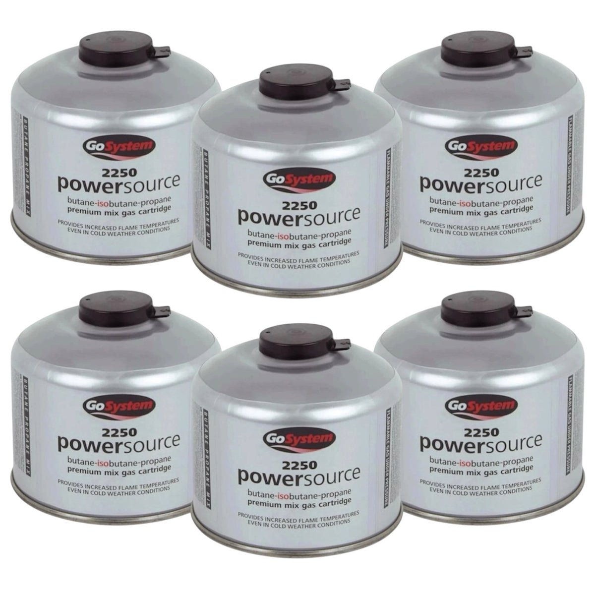 GoSystem 220g Butane Propane Gas Cartridge Camping Stove Fuel x6 Pack
