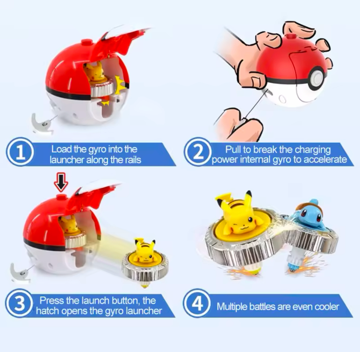 Pokémon Launcher Set Including Yellow Battle Arena Pikachu & Eevee Launchers