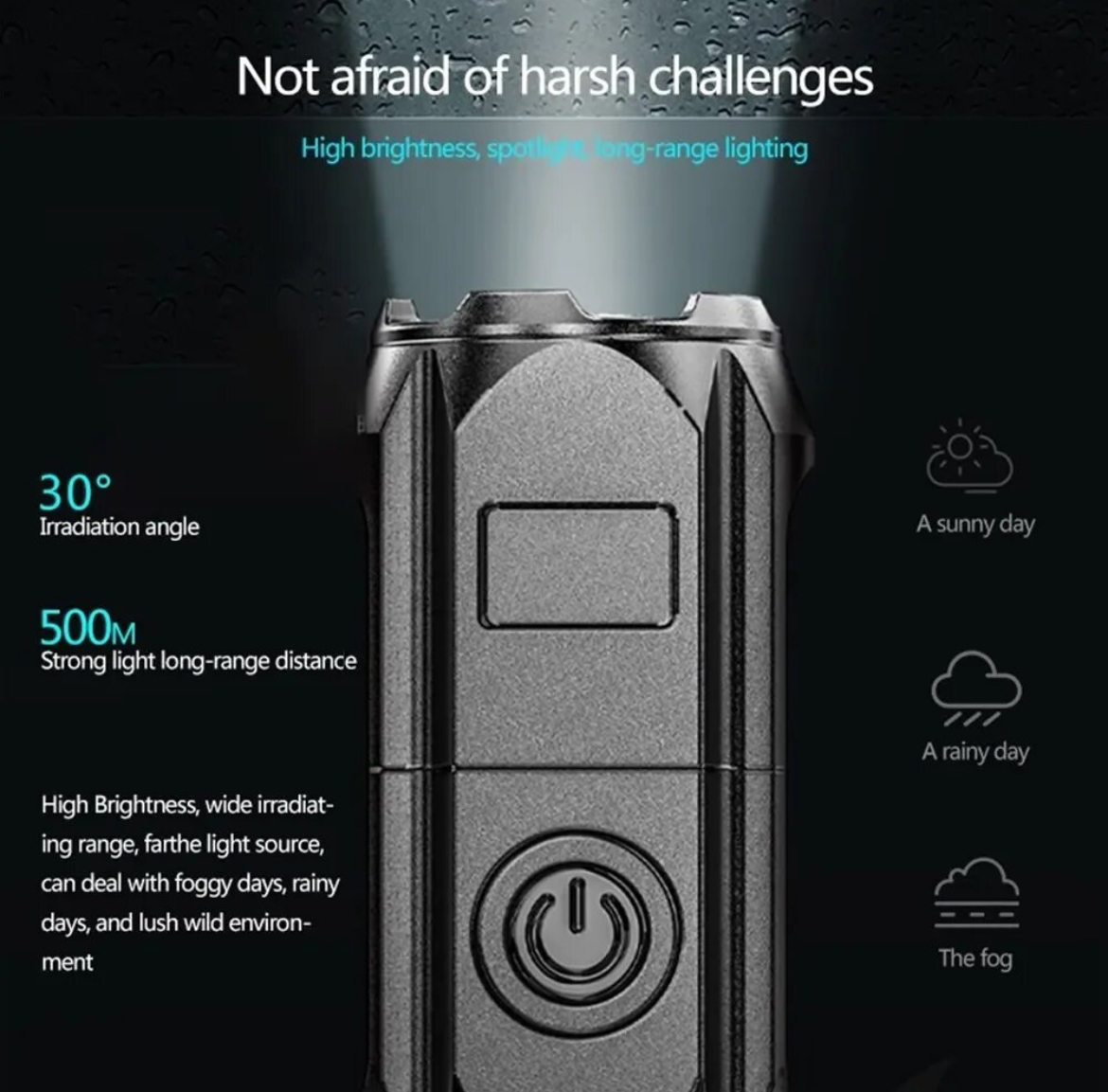 Rechargeable 5W LED Torch With Strong Light & Focus Portable Waterproof Bright