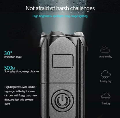 Rechargeable 5W LED Torch With Strong Light & Focus Portable Waterproof Bright