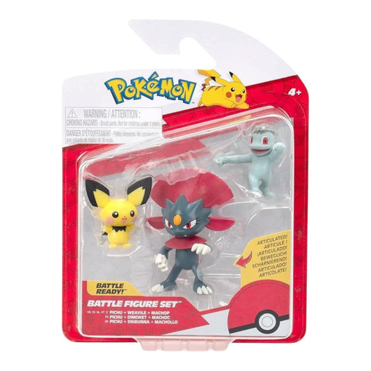 Pokémon Battle Figures Pichu + Weavile + Machop