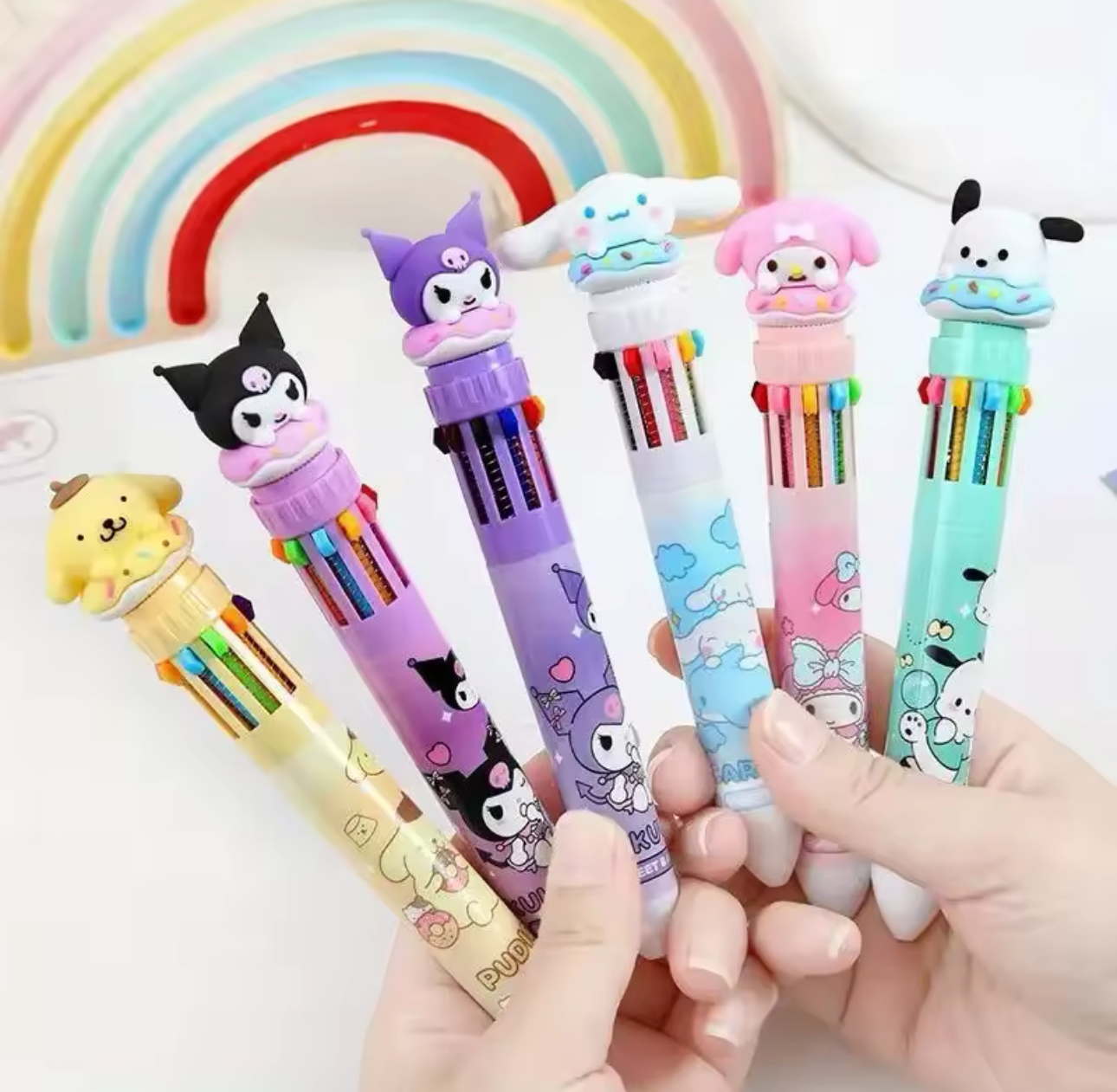 Sanrio Cartoon Multi Coloured Ballpoint Pen With 10 Colour Options
