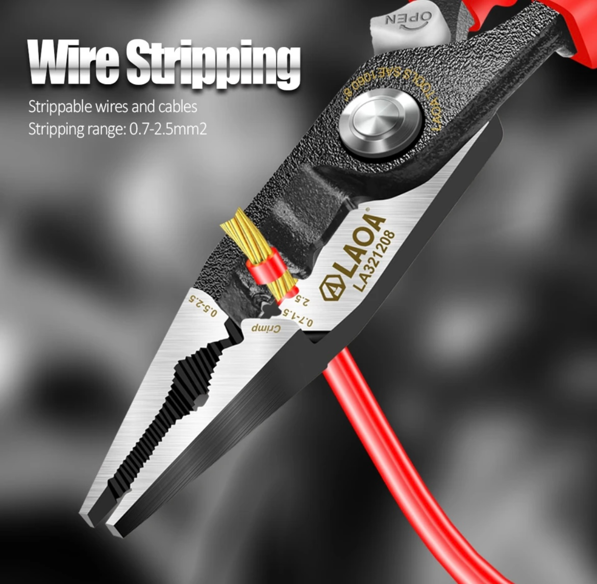 LAOA Insulated Wire Cutting Cable Stripping Needle Nose Pliers