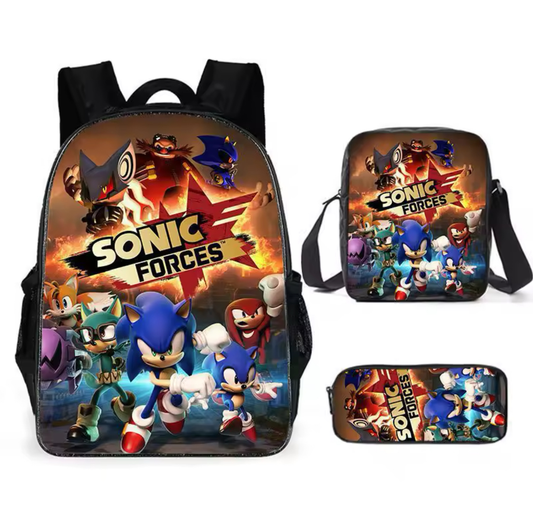 Sonic Kids Backpack Pencil Case Lunch Bag Set Sonic Forces Design