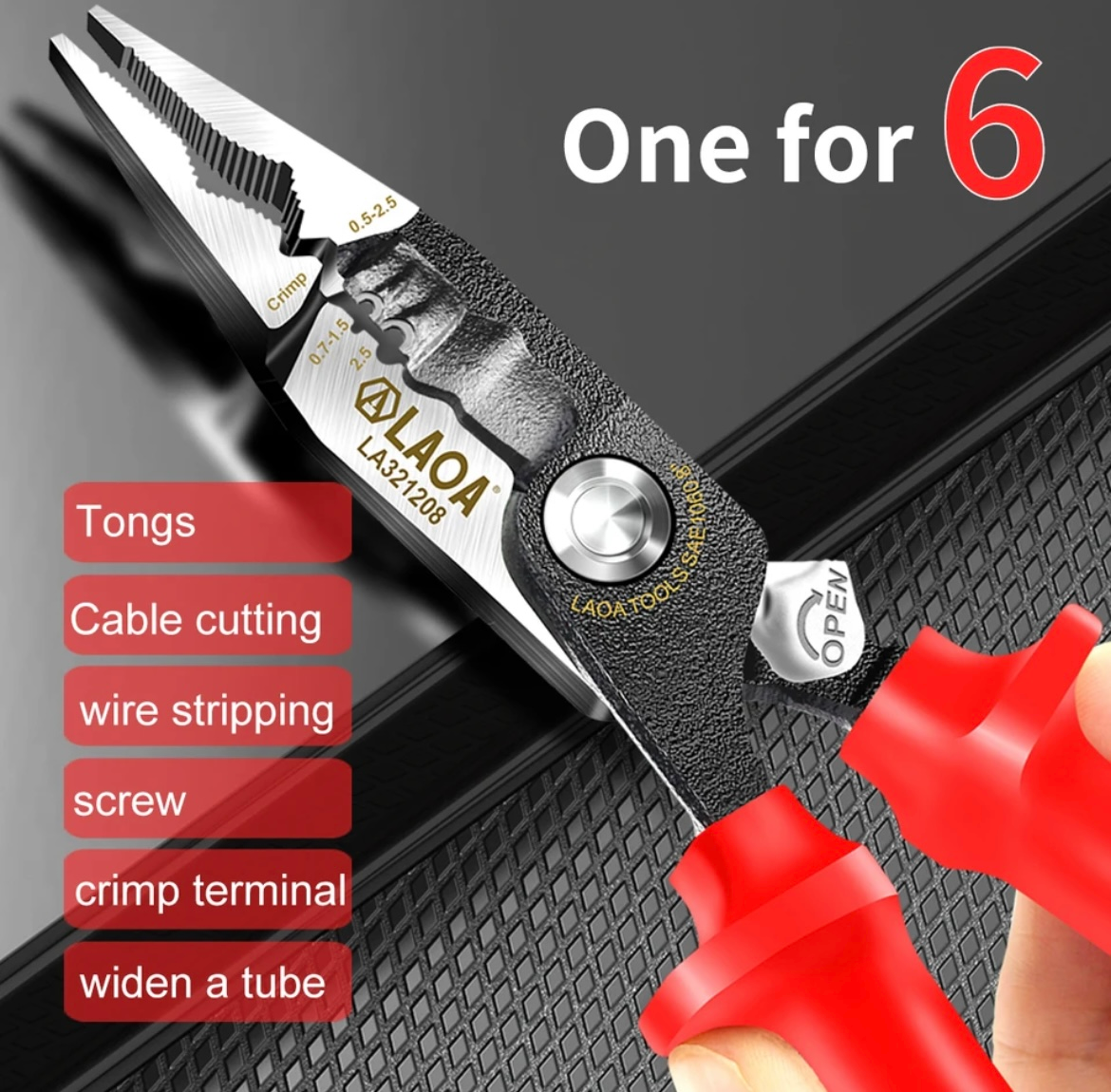 LAOA Insulated Wire Cutting Cable Stripping Needle Nose Pliers