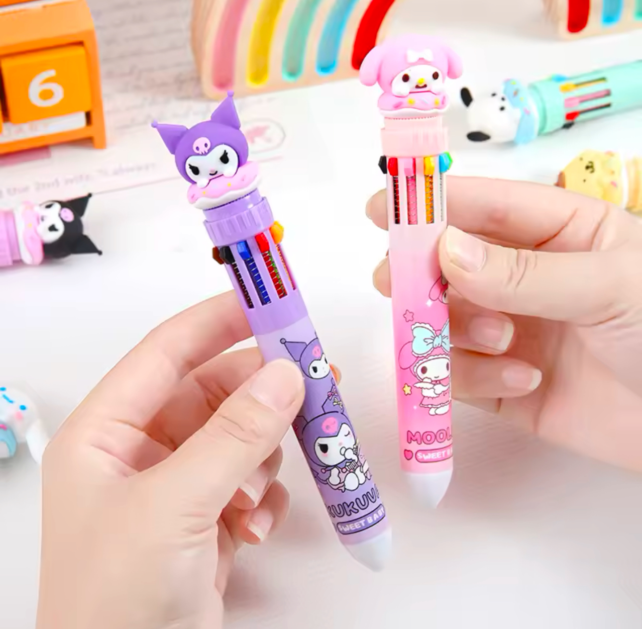 Sanrio Cartoon Multi Coloured Ballpoint Pen With 10 Colour Options