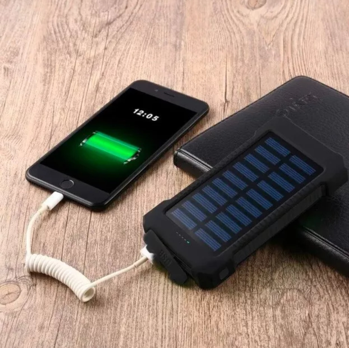 Fast Charging 20000 mAh Solar Power Bank with Dual USB Ports & Flashlights