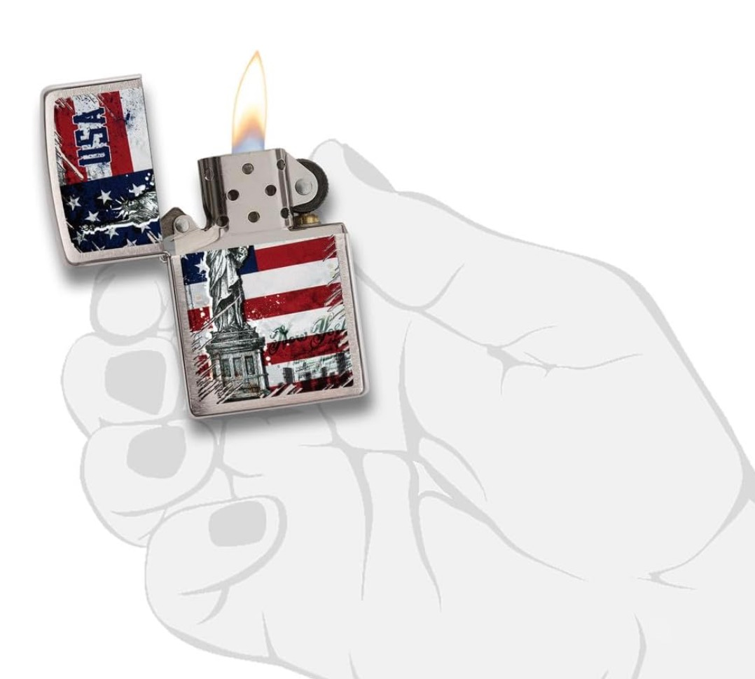 Zippo Regular Street Chrome Statue of Liberty Design Refillable Windproof Lighter