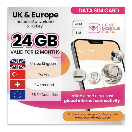 Love Mobile Data PAYG Data Sim Card With 24GB Pre Loaded