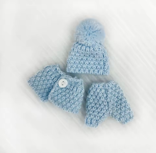 6" Silicone Baby Outfits - Blue Knitwear