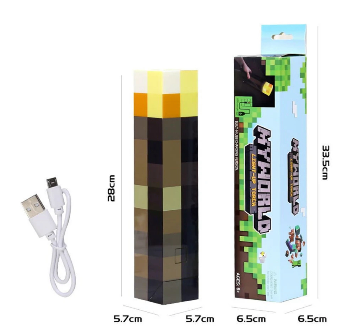 Minecraft Rechargeable Handheld & Wall Mounting Torch Lamp