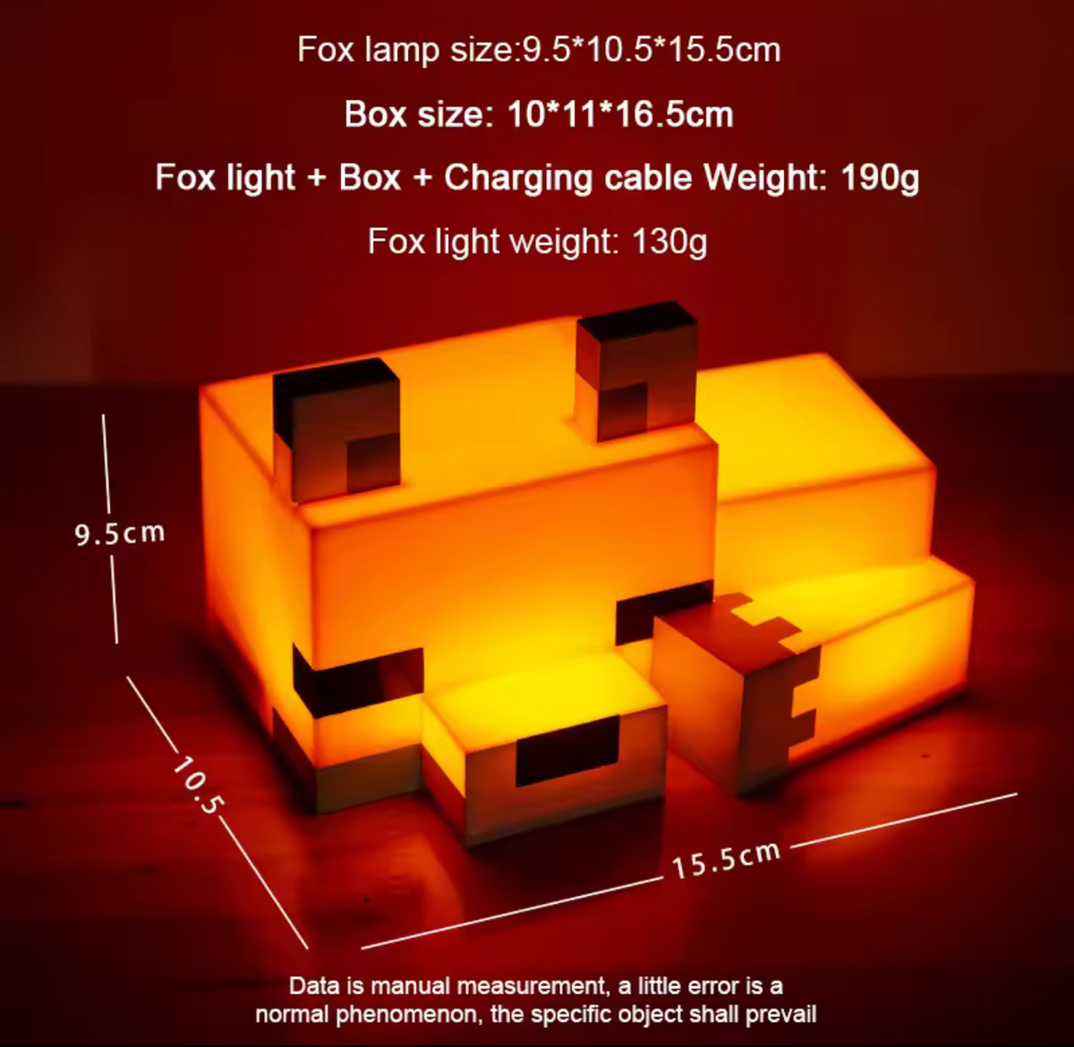 Minecraft Baby Fox Rechargeable Glow Night Light