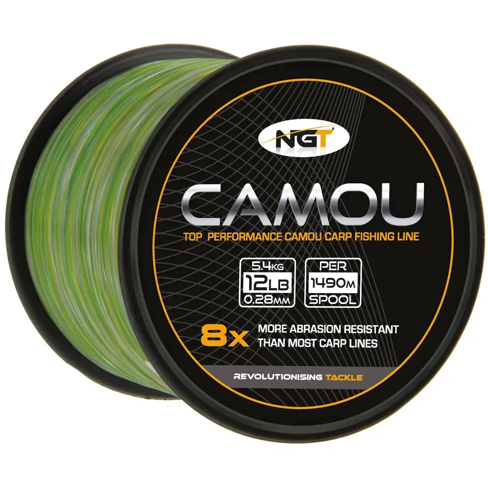 NGT Camo Line 12lb Top Performance Camou Carp Fishing Line Bulk Spool 1490m