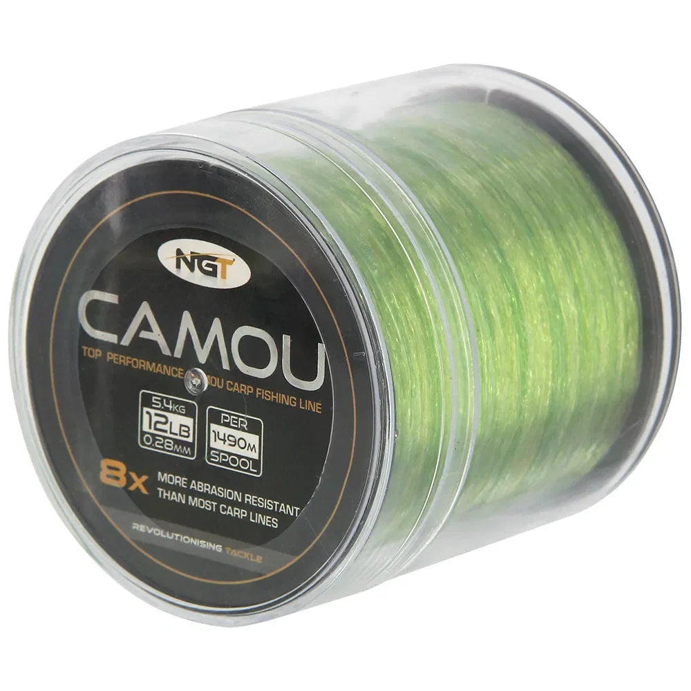 NGT Camo Line 12lb Top Performance Camou Carp Fishing Line Bulk Spool 1490m