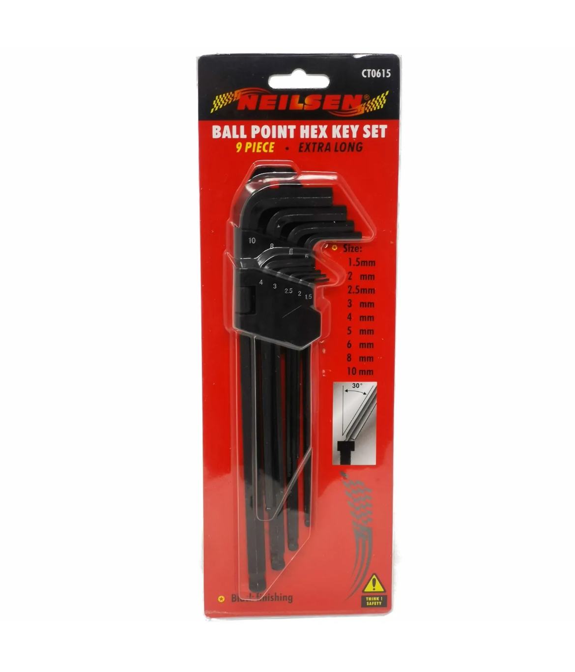 Neilsen 9 Piece Extra Long Metric Ball Point Hex Allen Key Set 1.5 - 10mm CT0615