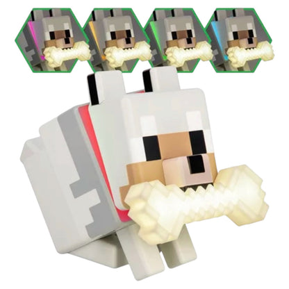 Minecraft GloBuddies Wolf Light Gaming Lamp 14cm Multiple Colours