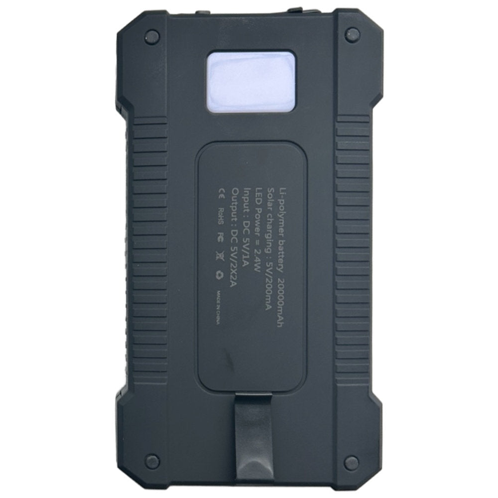 Fast Charging 20000 mAh Solar Power Bank with Dual USB Ports & Flashlights