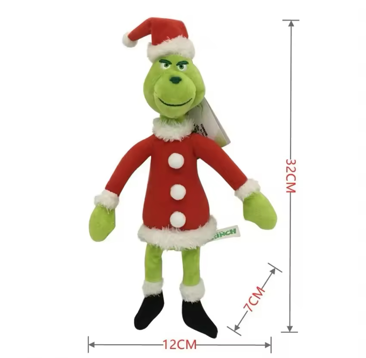 The Grinch Cute 32cm x 12cm Soft Toy & Christmas Decoration