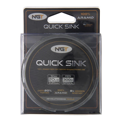 NGT Quick Sink Braid 20lb 300m Moss Green 0.20mm Fast Sinking Fishing Line