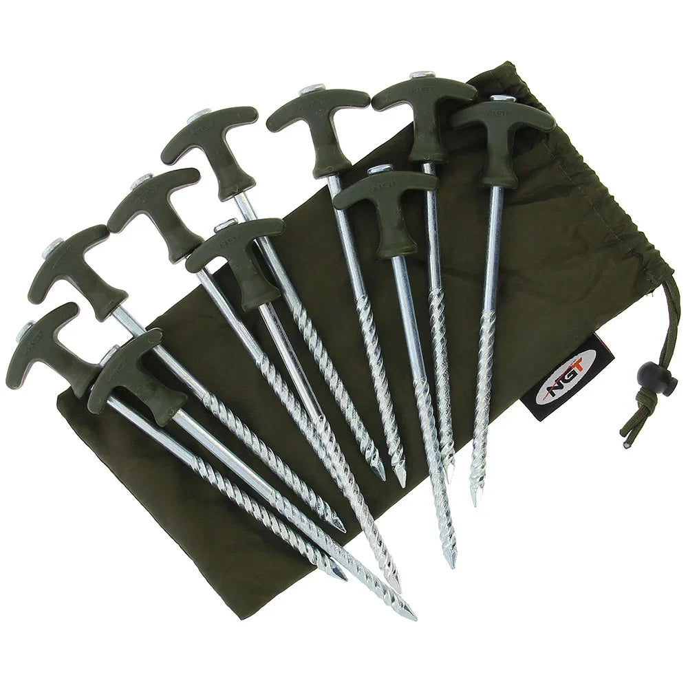NGT Bivvy Pegs 10 x 8" Bivvy Pegs With Stoage Case