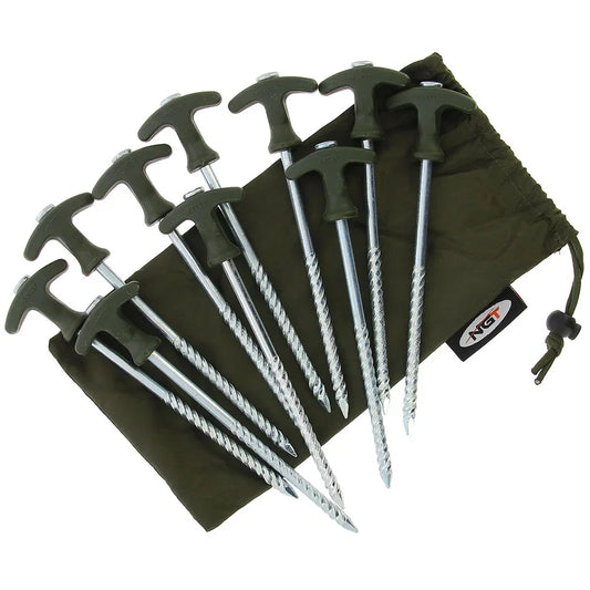NGT Bivvy Pegs 10 x 8" Bivvy Pegs With Stoage Case