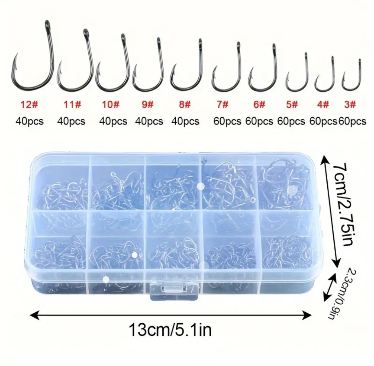 Barbed Fishing Hooks Mixed Sizes 500 Pack