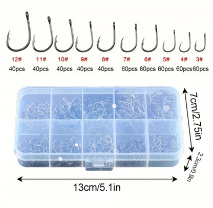 Barbed Fishing Hooks Mixed Sizes 500 Pack
